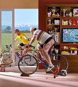 An avid racing cyclist at home